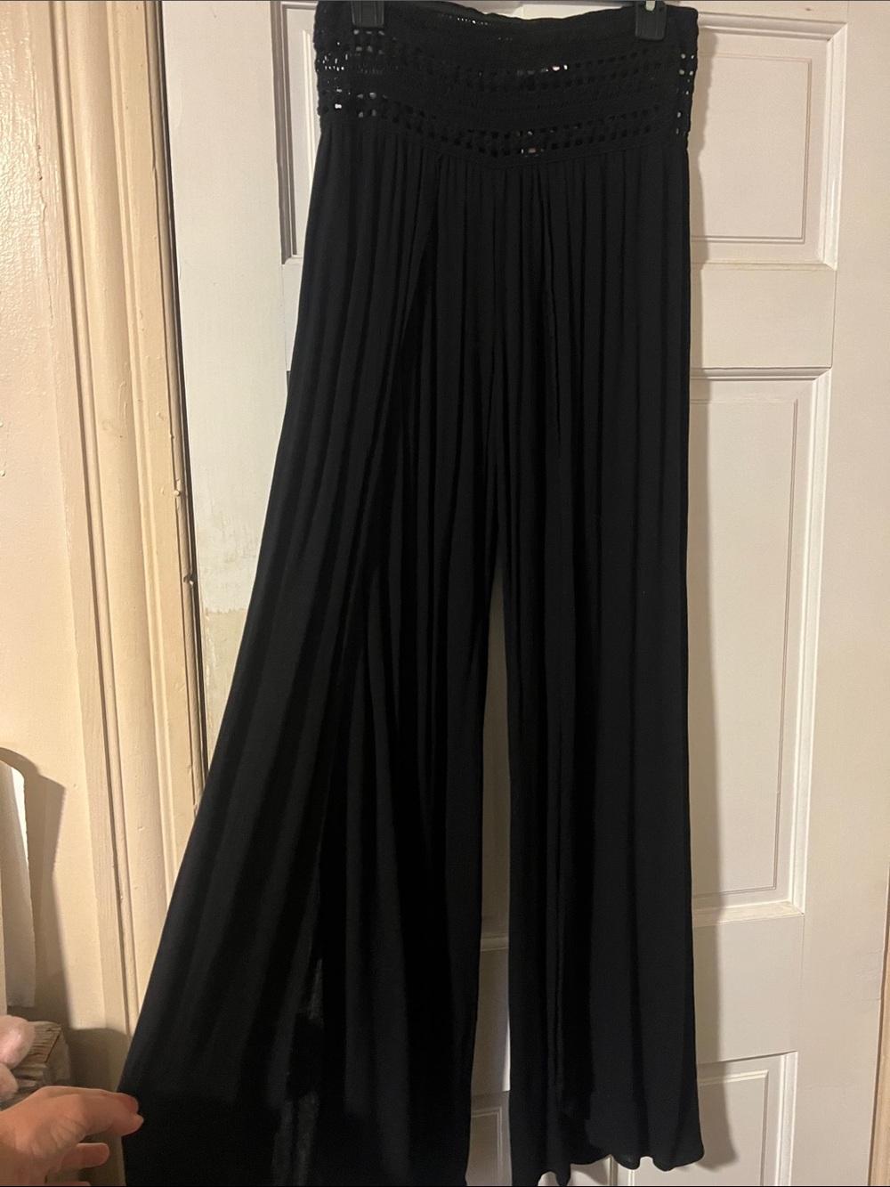 Sincerely Jules Black Wide-Leg Smocked-Waist Palazzo Pants